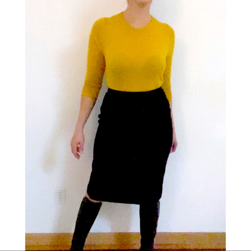 Black Wool Pencil Skirt